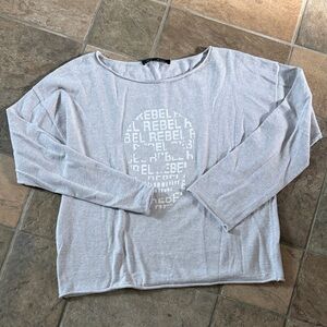 Skull Cashmere Light Gray 'Rebel' Long Sleeve Women's Top
